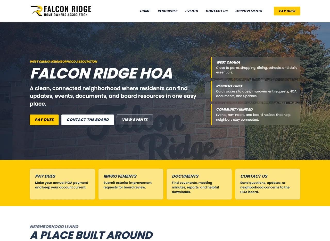 Falcon Ridge HOA — website built by BDX Omaha
