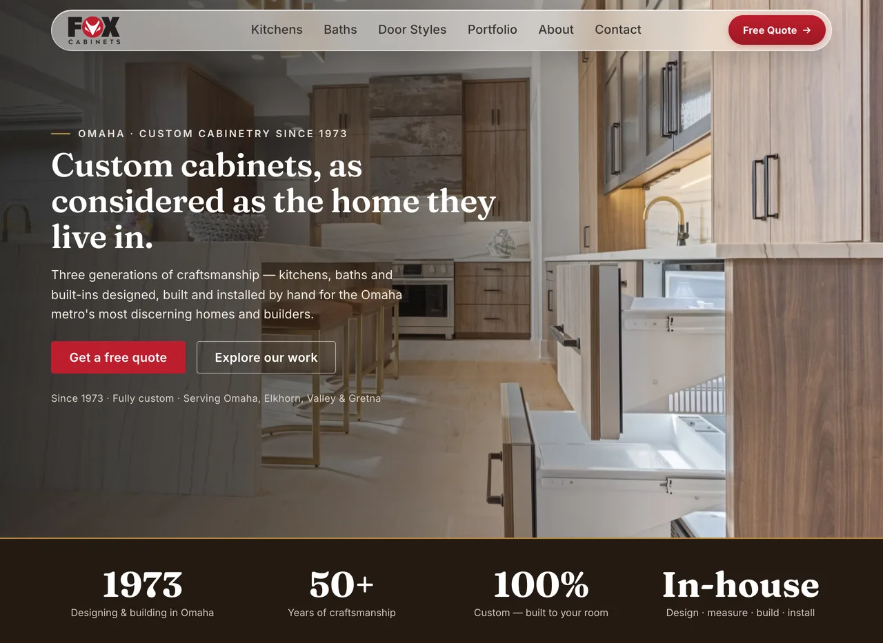 Fox Custom Cabinets website