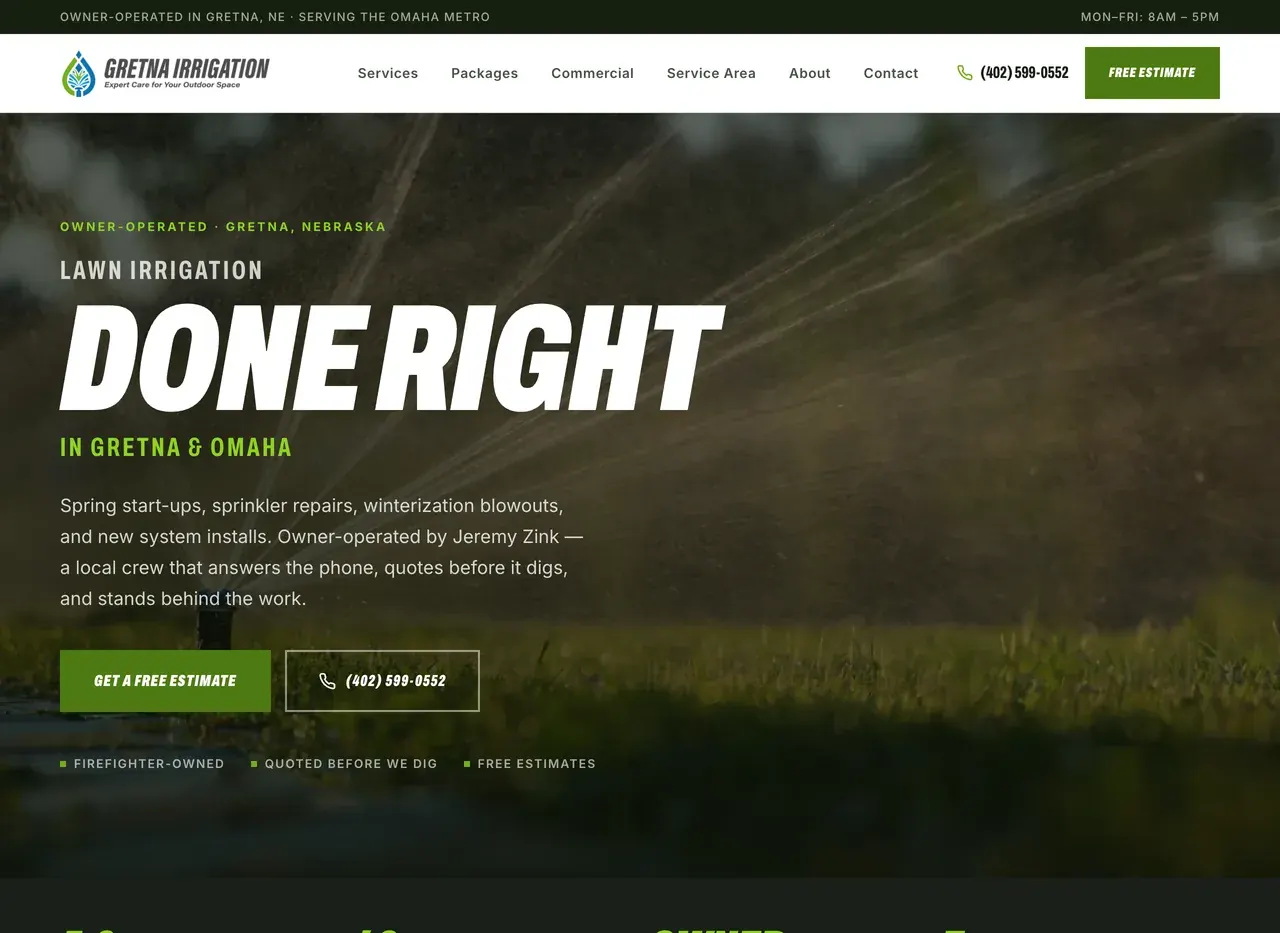 Gretna Irrigation website