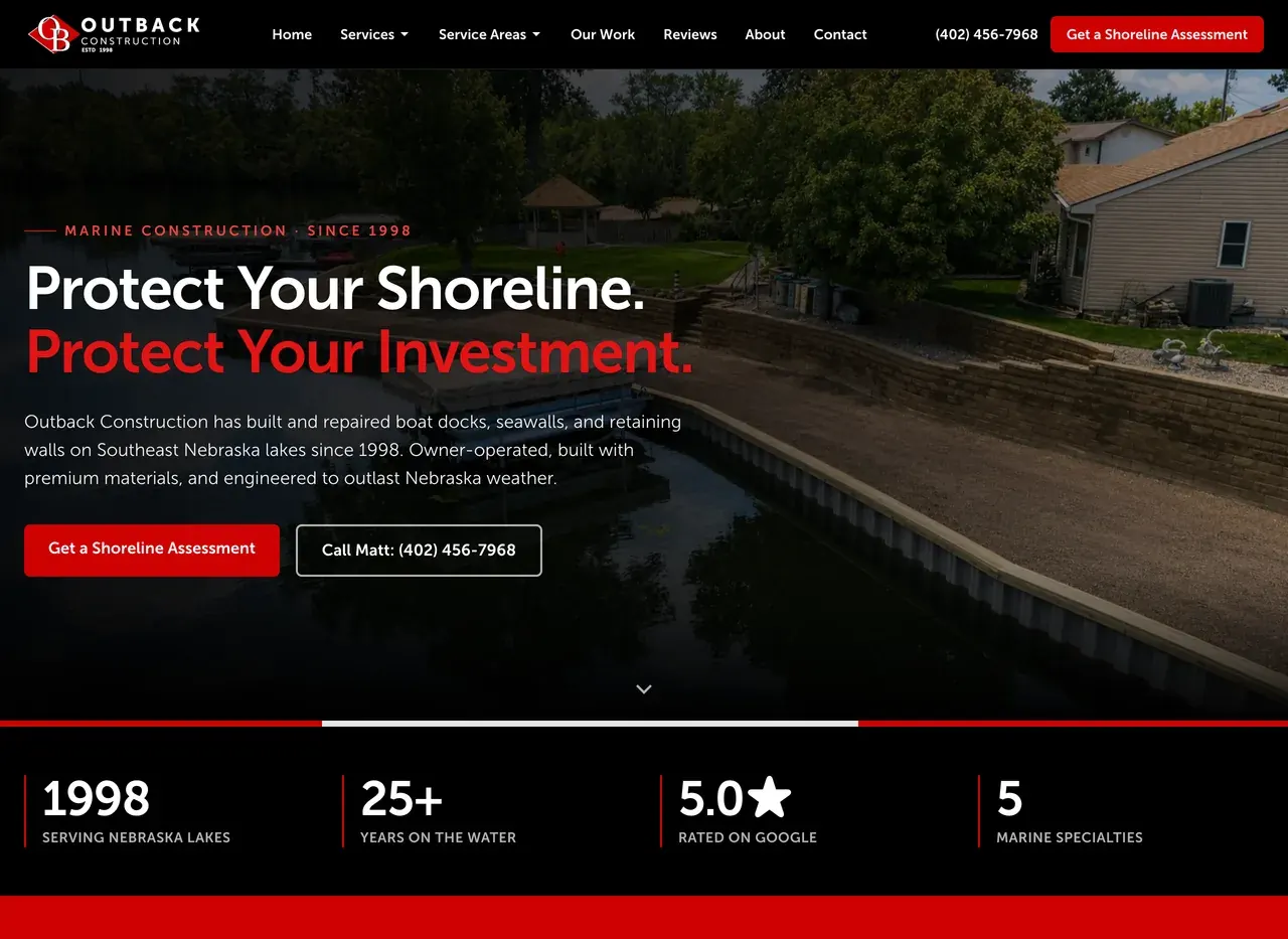 Outback Construction website