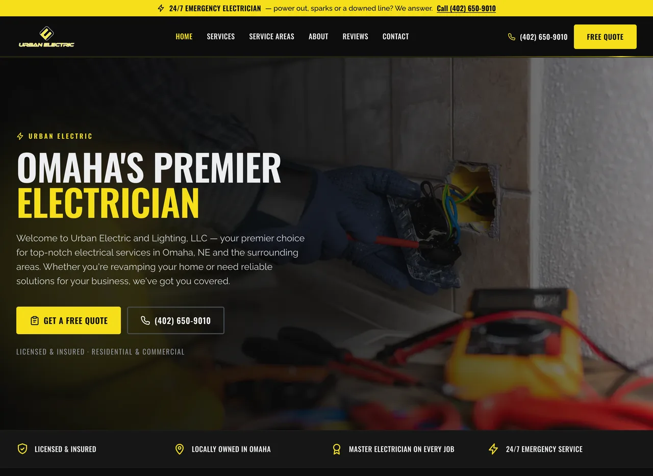 Urban Electric & Lighting website