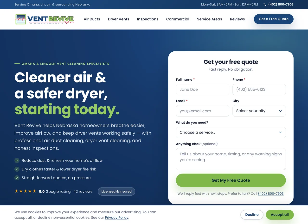 Vent Revive website
