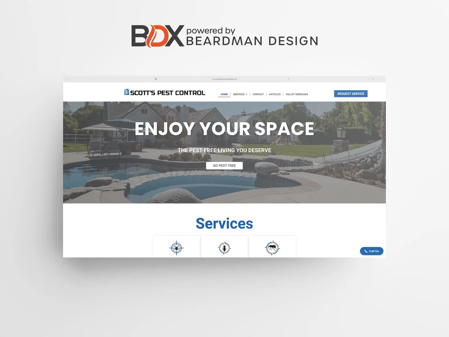 Scott's Pest Control website — small business web design services by BDX Omaha